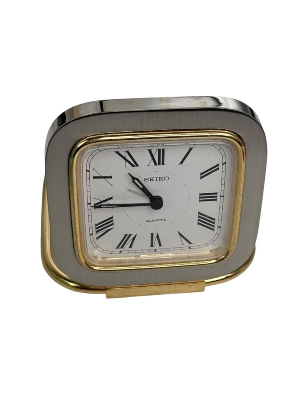 Seiko Gold Travel Alarm Clock - Gold Tone Desk Clock MCM Japanese movement